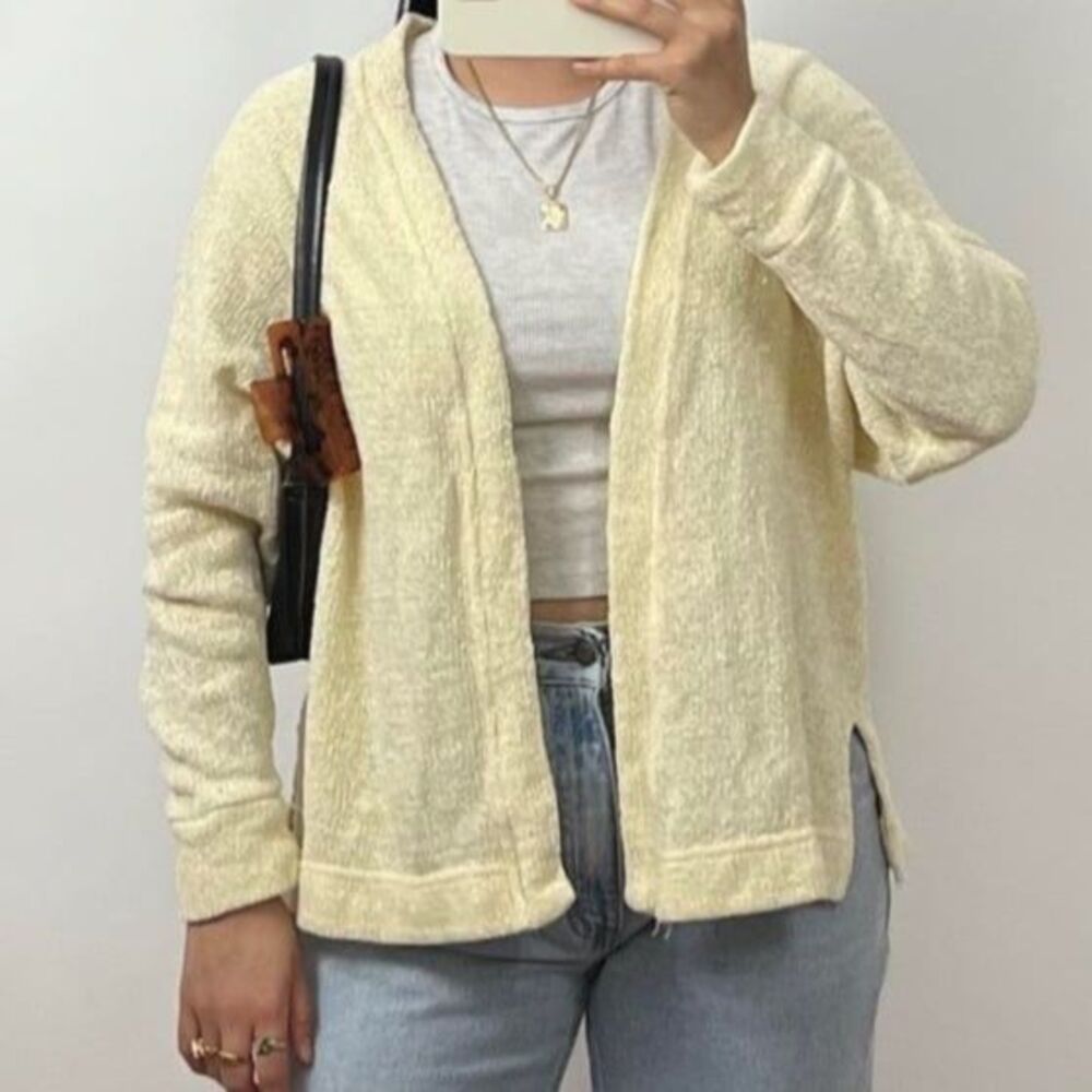 Urban Outfitters Pastel Yellow Knit Open Front Cardigan Sweater Size XS